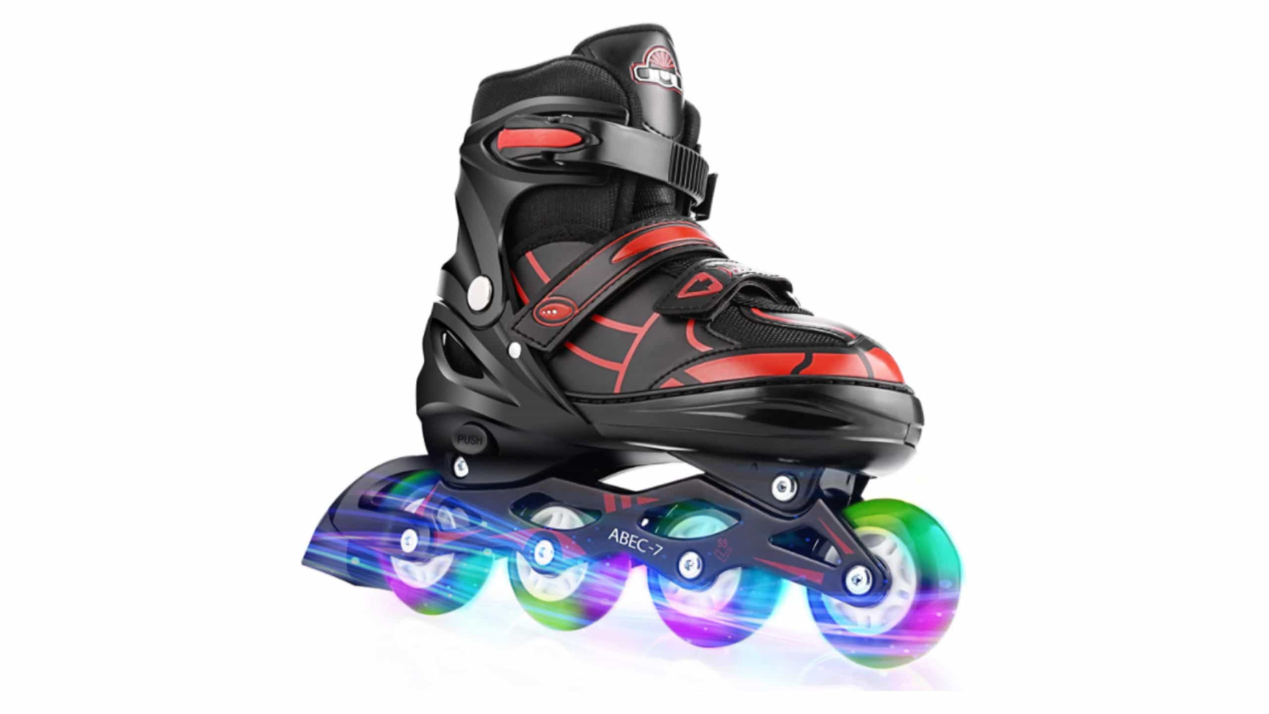 Inline Skates Kinder Rollschuhe Einstellbare Größe 31-42 mit LED-Rädern Rot 